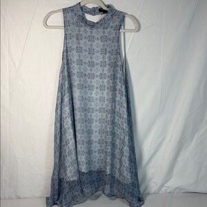Hommage Blue Patterned Sleeveless Dress sz L
